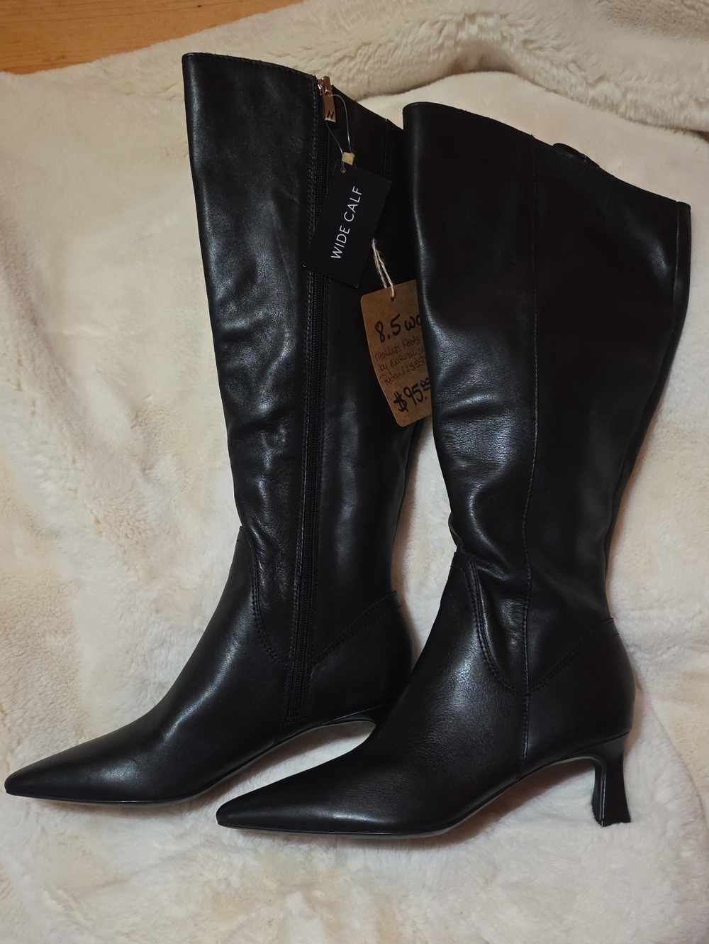 Naturalizer Black Mollets Forts (Wide Calf) Knee-High Pointed Toe Heeled Boots - Picture 9 of 12